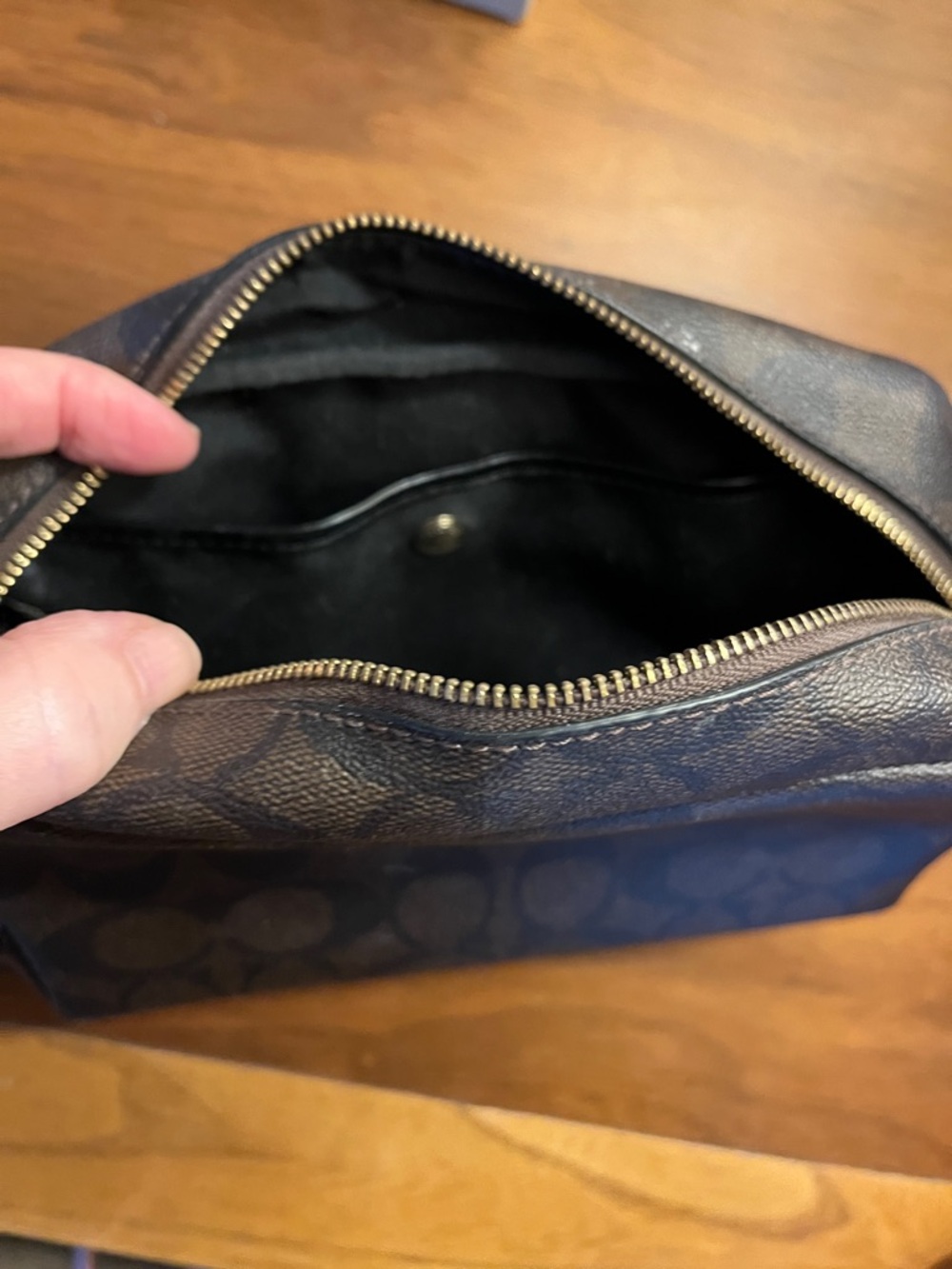 Coach Brown Signature Canvas Toiletry Pouch with Gold Logo - Picture 2 of 5